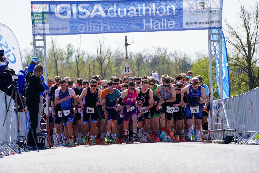 Start bei der DM Duathlon Sprint in Halle 2026