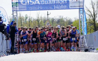 Start bei der DM Duathlon Sprint in Halle 2026