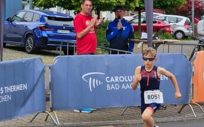 Joschua Zander (Schüler C) beim Zieleinlauf auf das Siegertreppchen in Aachen 2026